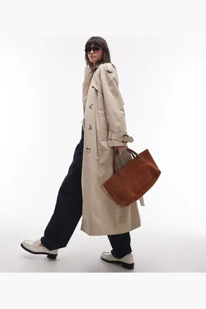 Topshop Trenchcoat i longline med oversized pasform-Neutral