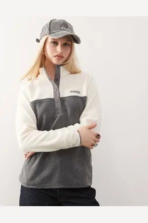 Columbia Benton Springs II - Grå pullover-fleecetrøje med kort trykknapstolpe