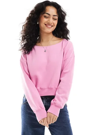 Hollister Boyfriend-top i sweatshirt-stof med offshoulder-snit-Lilla