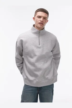 Topman Premium - Oversized og sweatshirt med 1/4 lynlås i kraftigt stof