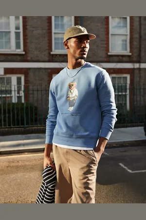 Ralph Lauren Sweatshirt i fleece med print af college-bjørn