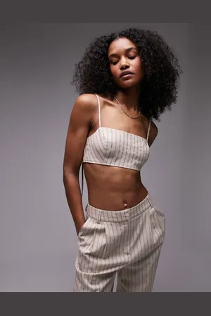 Topshop Råhvid bralette i hørblanding med striber