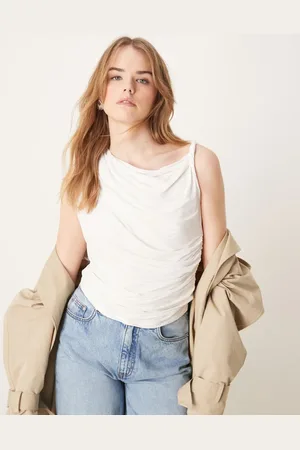 Abercrombie & Fitch Skimming - Cremefarvet draperet top med snoning-Hvid