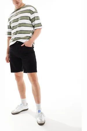 Bershka Sorte denimshorts med opsmøg
