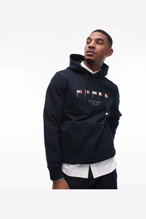 Tommy Hilfiger Marineblå hættetrøje med logoflag