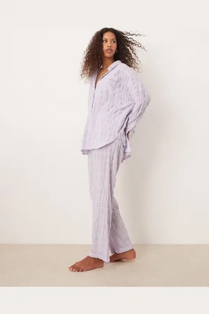 Free People Lyslilla pyjamasbukser med tekstur - Del af sæt