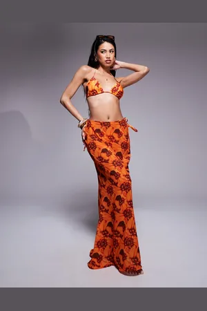 Candypants Maxi-strandnederdel med batik i mesh