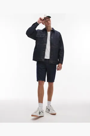 Topman Shorts i denim med lige ben-Marineblå