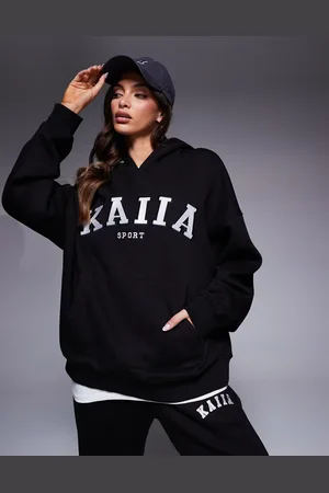 Kaiia /cremehvid oversized hættetrøje med broderet logo - Del af sæt