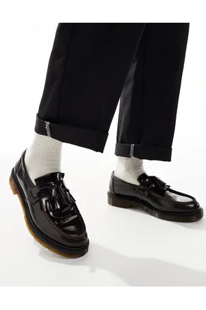 Dr. Martens Adrian - Kirsebærrøde unisex-loafers med kvaster i arcadia-læder