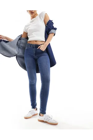 VERO MODA Tanya - Skinny-jeans med mellemhøj talje i mellemblå vask