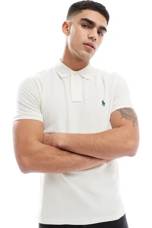 Ralph Lauren Cremefarvet Slim Fit-polo med ikonlogo i piqué-Hvid
