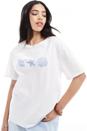 Pieces® Oversized T-shirt med muslingeskalsgrafik