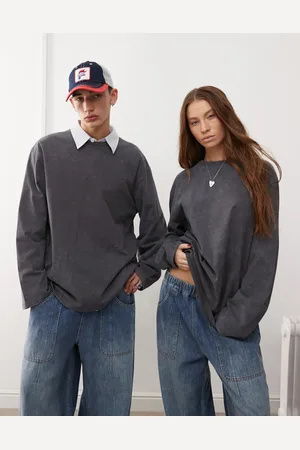 Reclaimed Unisex - Vasket oversized skater-T-shirt med lange ærmer
