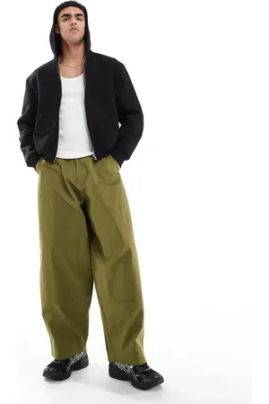 ASOS Oversized, posede og grønne bukser med knæpaneler