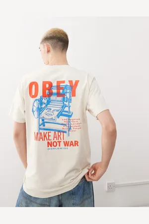 Obey Cremehvid T-shirt med 