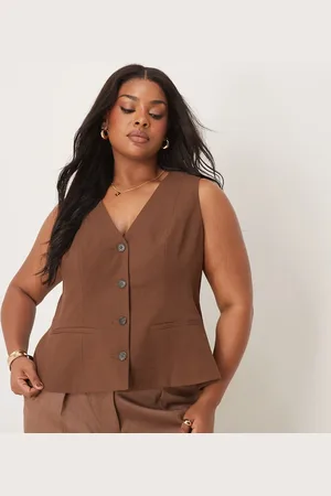 ASOS Curve - Chokoladebrun vest med peplumkant