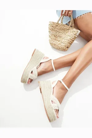 Glamorous Hæklede espadrille-sandaler med plateau-hæl i beige-Neutral