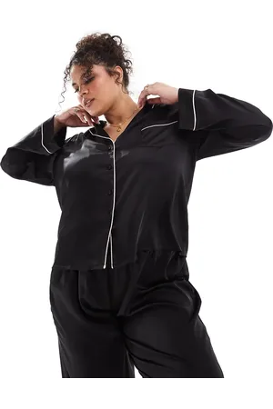 ASOS ASOS DESIGN Curve - Pyjamassæt med langærmet skjorte og bukser i
