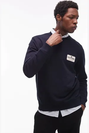 Tommy Hilfiger Marineblå sweatshirt med påsyet logo