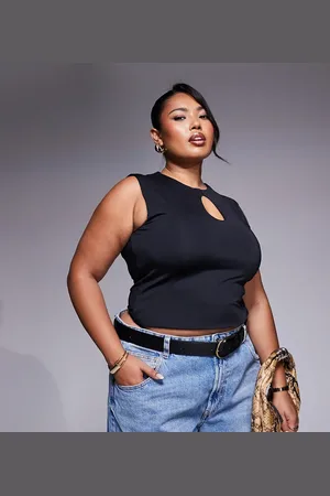 ASOS ASOS DESIGN Curve - tætsiddende tanktop med keyhole-udskæring