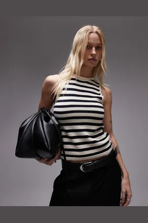 MANGO Stribet croptop uden ærmer i