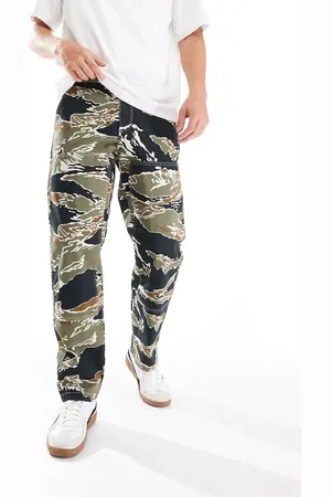 Only & Sons Sorte og afslappede arbejdsbukser med tigerstribet camouflageprint
