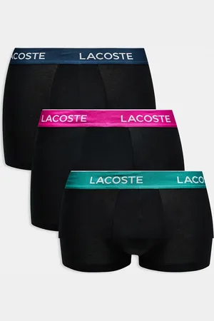 Lacoste Pakke med 3 par sorte boksershorts med logo-taljebånd i forskellige farver