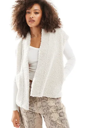 ONLY Cremefarvet vest i plys-Hvid