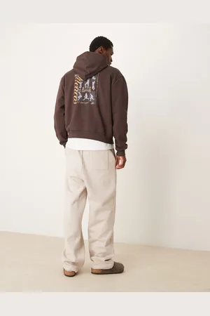 ASOS Brun oversized hættetrøje med print på ryggen i firkantet pasform