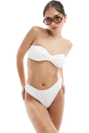 4th & Reckless Bikinitop i krølstof med bandeausnit og knudedetalje - Del af sæt