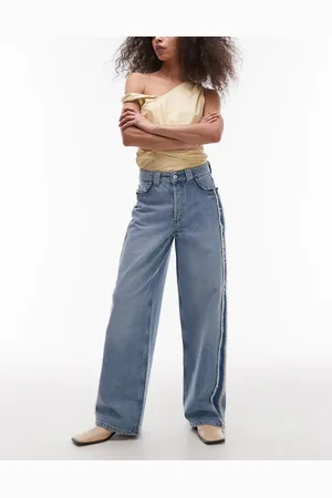 & OTHER STORIES Højtaljede denimjeans med vide ben og flossede detaljer i lyseblå vask
