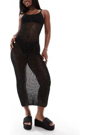 Aria Cove Strikket maxi-strandkjole med cami-stropper og pailletter i
