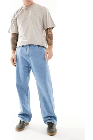 JJ Mellemblå og forvaskede jeans i baggy fit
