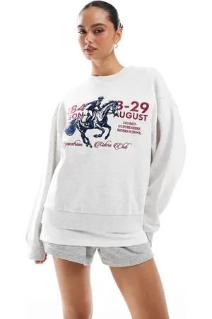 ASOS Lysegrå, meleret og oversized sweatshirt med hestegrafik