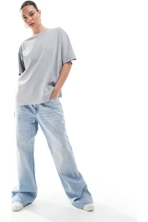 Pull&Bear Forvasket grå og oversized T-shirt