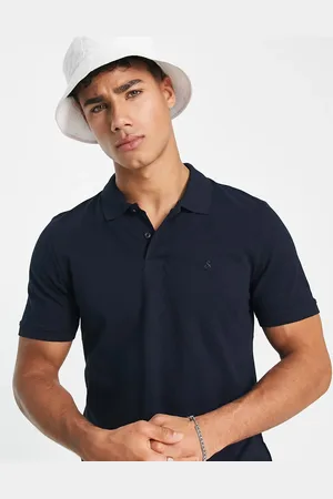JACK & JONES Essentials - mørkeblå piqué-polo med logo og smal pasform-Marineblå