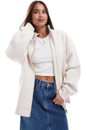 ASOS Meleret sweatshirt med høj hals og lynlås-Neutral