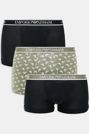 Emporio Armani Bodywear - Pakke med 3 par sorte og beige boksershorts med logobånd