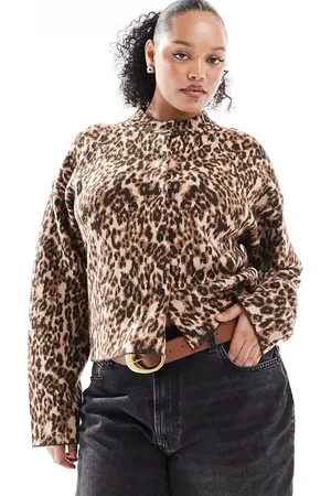 4th & Reckless Strikket cardigan med knapper og leopardprint-Multifarvet