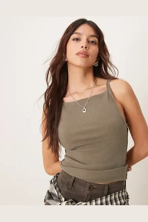 Free People Mia - Grågrøn tanktop med lige halsudskæring