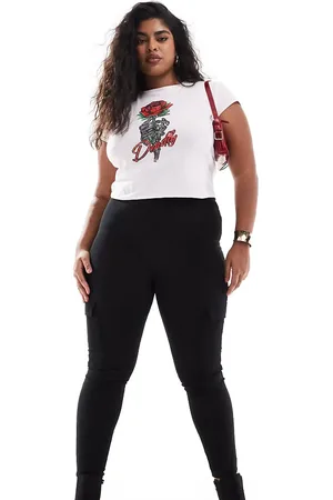 Yours Sorte ribstrikkede cargoleggings