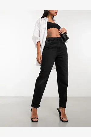 ASOS Sorte afslappede mom-jeans med høj talje