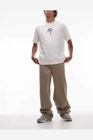 Topman Bukser med ekstra vide ben i twill-Neutral