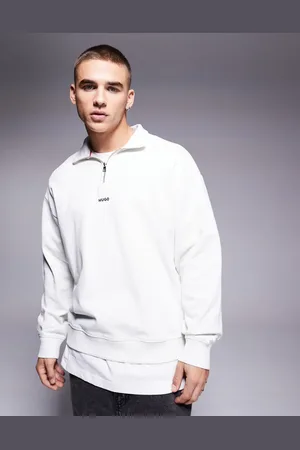 HUGO BOSS Durty - Offwhite sweatshirt med halv lynlås