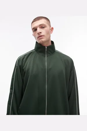 Topman Grøn sporty oversized sweatshirt med gennemgående lynlås og dobbelt kantdetalje - Del af sæt