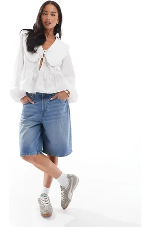 Cotton On Cotton On - Super-posede blå denim-jorts med falmet design