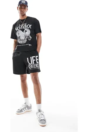 Obey Sorte shorts med grafik i mesh - Del af sæt