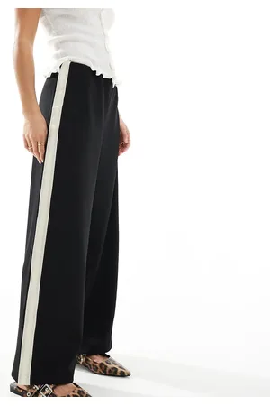 VERO MODA Sorte løstsiddende pull-on-bukser med sidestriber