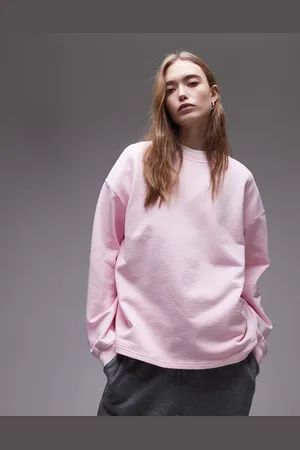 ARKET Afslappet og lyserød sweatshirt med frotté-for og rund hals